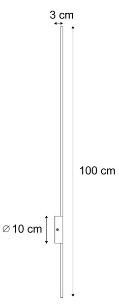 Modern fekete fali lámpa 100 cm LED-del, dimmelhető - Clockwise