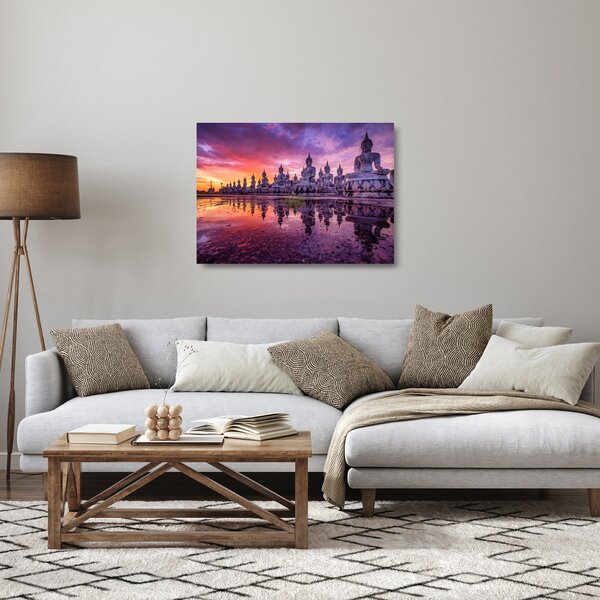 Kép - Buddhák naplementekor (üvegen) (70x50 cm)