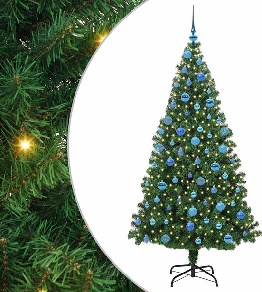 Mű karácsonyfa 300 LED-del Zöld 180 cm PVC és Acél és Műanyag