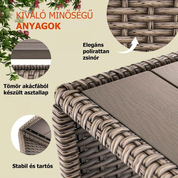 ROCCO polyrattan oldalasztal, 40x45x45cm, krémszínű Casaria