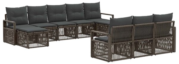 Kerti Kanapé Szett 10 pcs Szürke polirattan