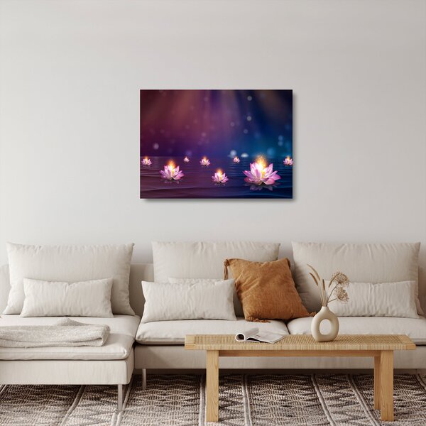Kép - varázslatos vízililiom (üvegen) (70x50 cm)