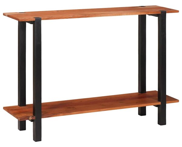 Konzolasztal polcokkal Barna 110 x 30 x 75 cm tömör akácfa