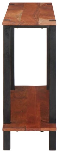Konzolasztal polcokkal Barna 110 x 30 x 75 cm tömör akácfa