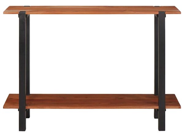 Konzolasztal polcokkal Barna 110 x 30 x 75 cm tömör akácfa