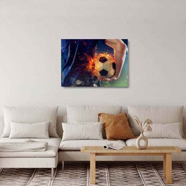 Kép - Futball-labda a tűzben (üvegen) (70x50 cm)