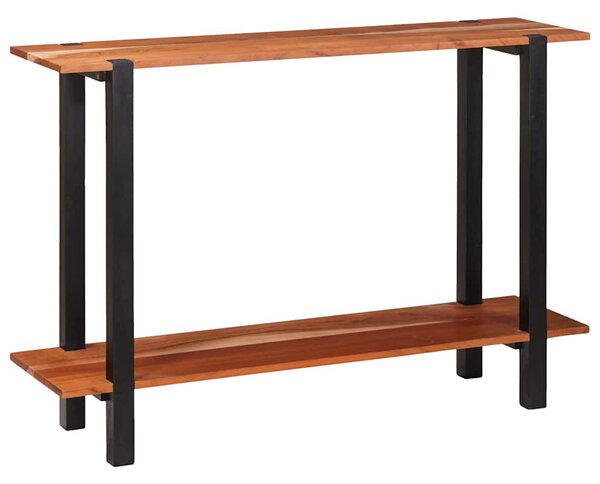 Konzolasztal polcokkal Barna 110 x 30 x 75 cm tömör akácfa