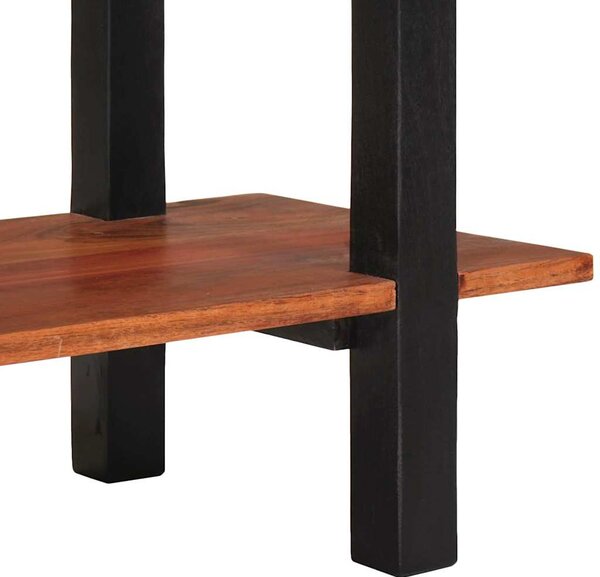 Konzolasztal polcokkal Barna 110 x 30 x 75 cm tömör akácfa
