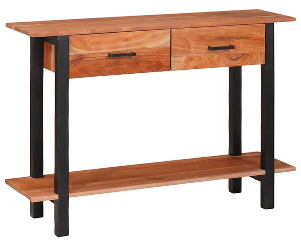Konzolasztal fiókkal Barna 110 x 30 x 75 cm tömör akácfa