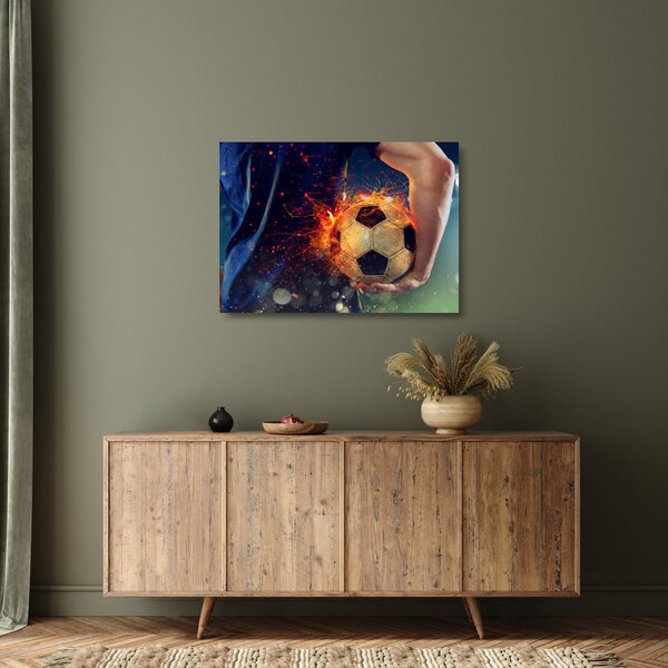 Kép - Futball-labda a tűzben (üvegen) (70x50 cm)