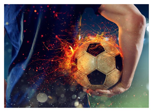 Kép - Futball-labda a tűzben (üvegen) (70x50 cm)