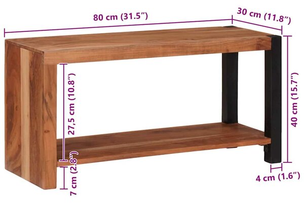Könyvszekrény Barna, Fekete 80 x 30 x 40 cm Tömör Akácfa