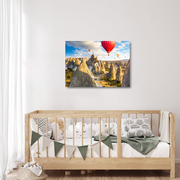 Kép - Hőlégballonok (üvegen) (70x50 cm)