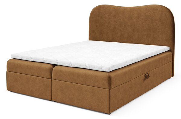 AMBRA LUX kárpitozott boxspring ágy ágyneműtartóval 160x200 - fahéjszín