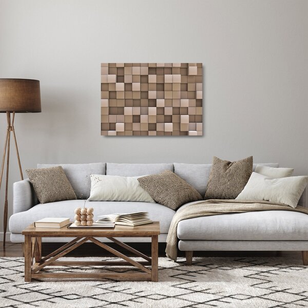 Kép - bézs kocka (üvegen) (70x50 cm)