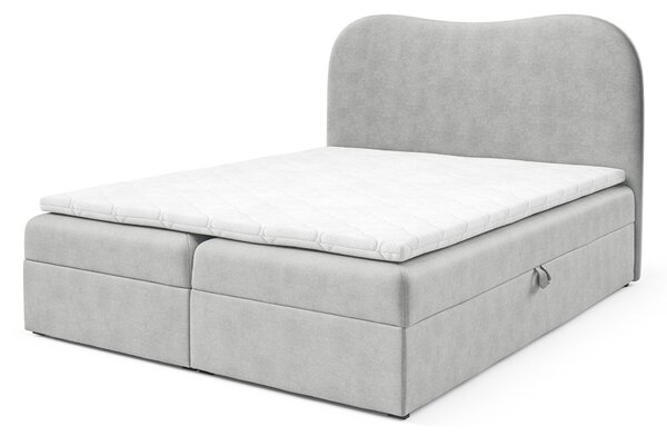 AMBRA LUX kárpitozott boxspring ágy ágyneműtartóval 120x200 - világosszürke