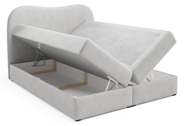 AMBRA LUX kárpitozott boxspring ágy ágyneműtartóval 120x200 - világosszürke