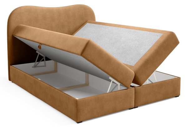 AMBRA LUX kárpitozott boxspring ágy ágyneműtartóval 160x200 - fahéjszín