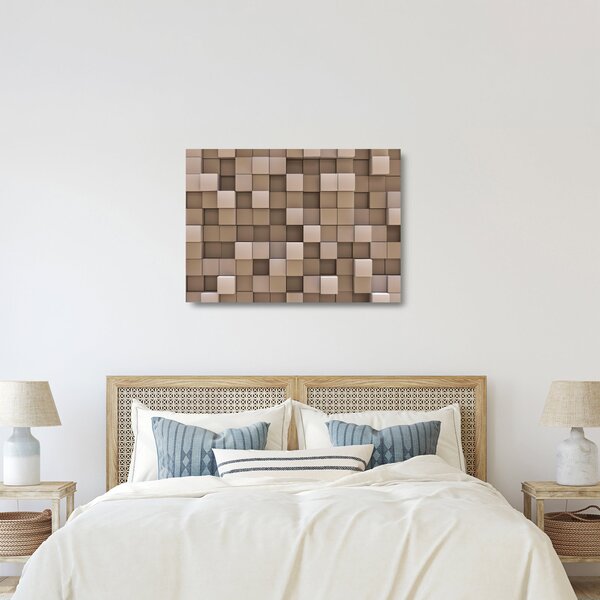 Kép - bézs kocka (üvegen) (70x50 cm)