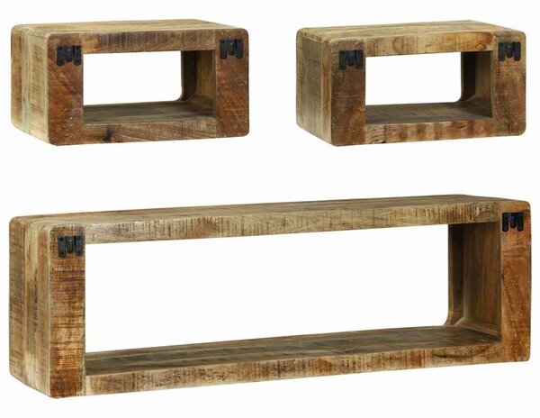 TV szekrény szett 3 pcs Barna 100 x 30 x 32 cm Tömör mangófa