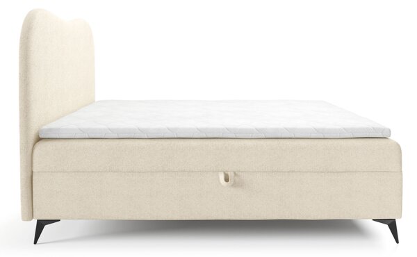 AMBRA kárpitozott boxspring ágy ágyneműtartóval 120x200 - krémszín