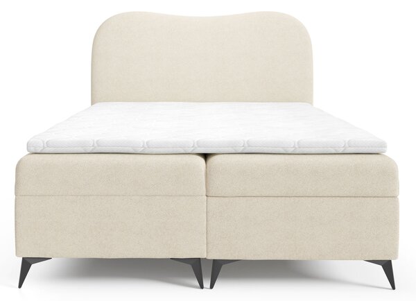 AMBRA kárpitozott boxspring ágy ágyneműtartóval 120x200 - krémszín