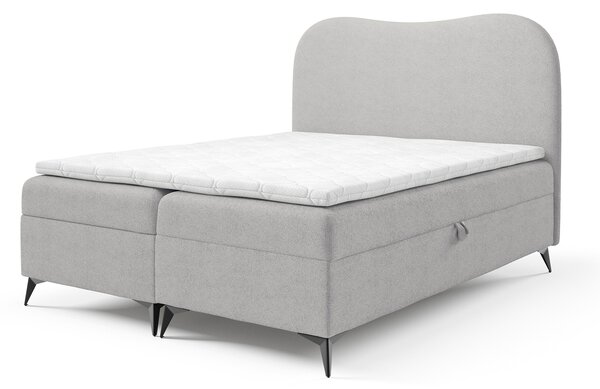 AMBRA kárpitozott boxspring ágy ágyneműtartóval 120x200 - világosszürke