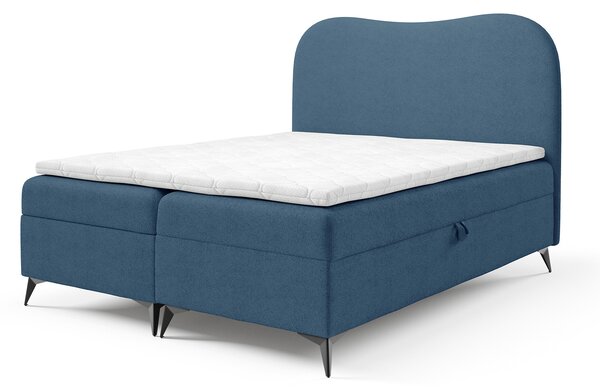 AMBRA kárpitozott boxspring ágy ágyneműtartóval 120x200 - kék