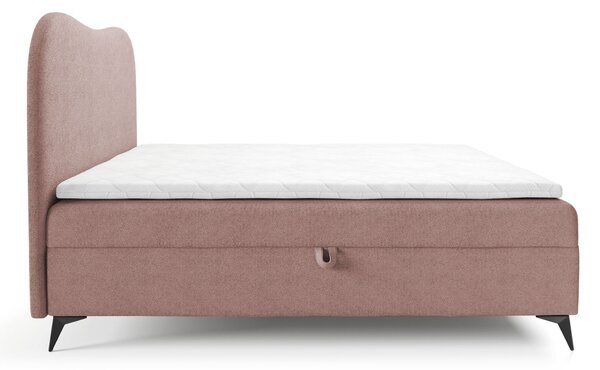 AMBRA kárpitozott boxspring ágy ágyneműtartóval 120x200 - rózsaszín