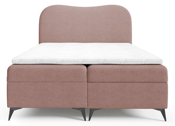 AMBRA kárpitozott boxspring ágy ágyneműtartóval 120x200 - rózsaszín