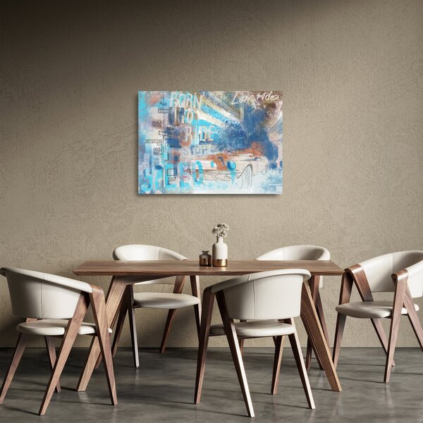 Kép - lovaglásra született, kék tónusok (üvegen) (70x50 cm)