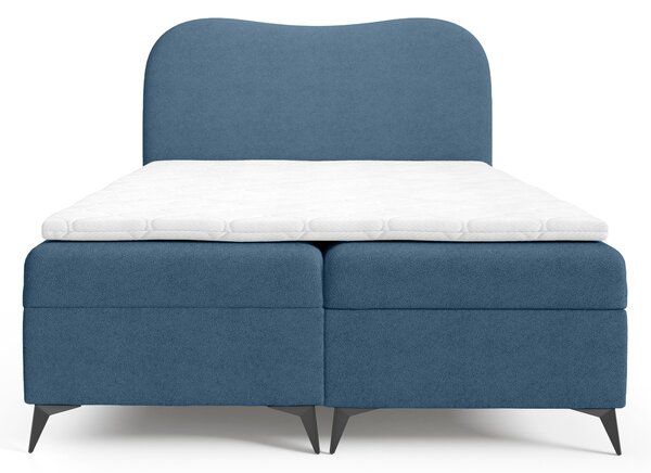 AMBRA kárpitozott boxspring ágy ágyneműtartóval 120x200 - kék