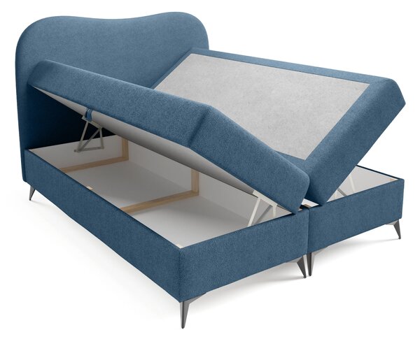AMBRA kárpitozott boxspring ágy ágyneműtartóval 120x200 - kék