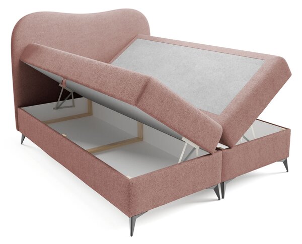 AMBRA kárpitozott boxspring ágy ágyneműtartóval 120x200 - rózsaszín