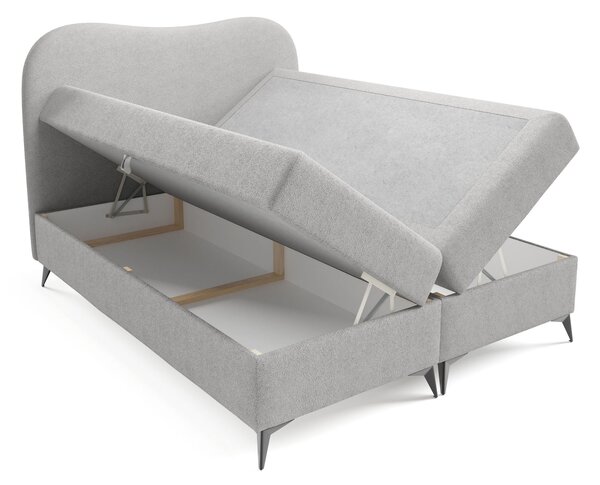 AMBRA kárpitozott boxspring ágy ágyneműtartóval 120x200 - világosszürke