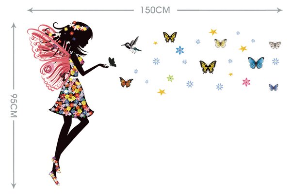 Falmatrica "Tündér lepkékkel és kolibrivel" 95x150 cm