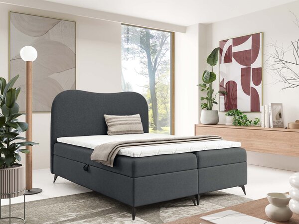 AMBRA kárpitozott boxspring ágy ágyneműtartóval 120x200 - szürke