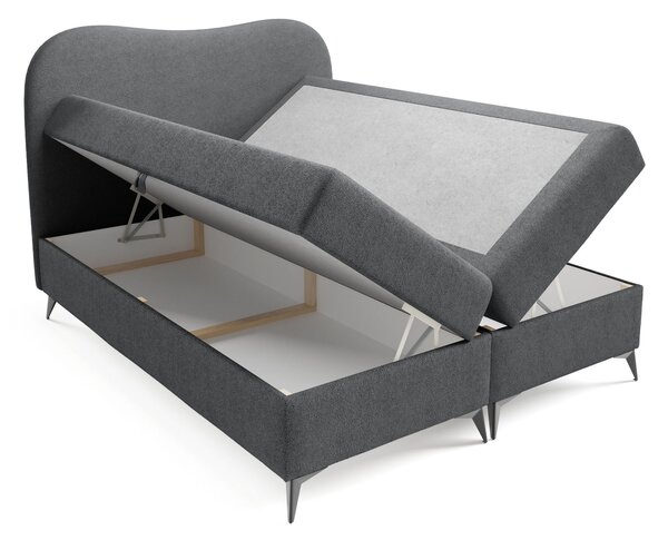 AMBRA kárpitozott boxspring ágy ágyneműtartóval 120x200 - szürke