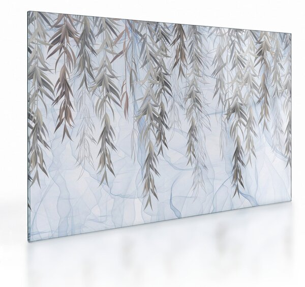 Kép - Fűzfa gallyak kék alapon (üvegen) (70x50 cm)