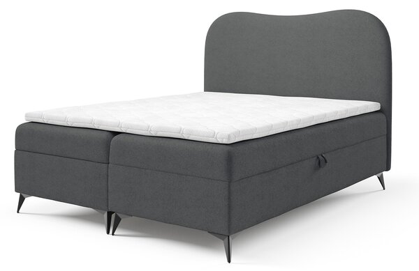 AMBRA kárpitozott boxspring ágy ágyneműtartóval 120x200 - szürke