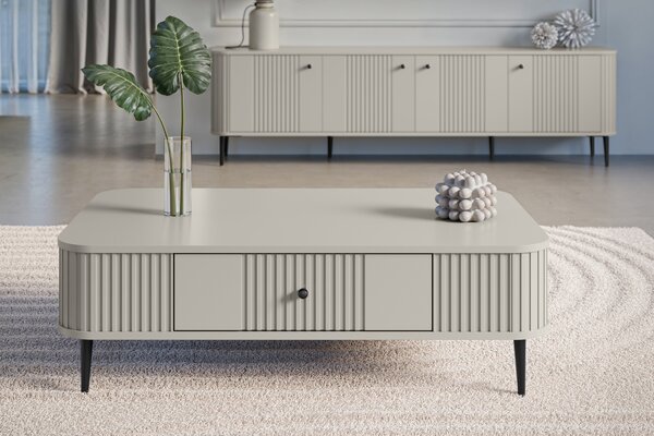 Vesper dohányzóasztal 103x60 cm fiókkal - kasmír / fekete lábak