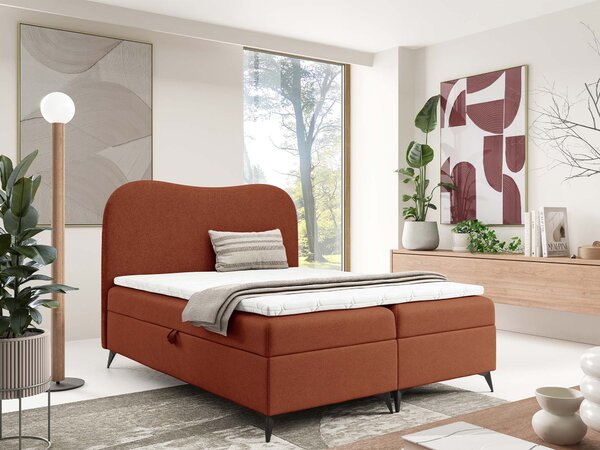 AMBRA kárpitozott boxspring ágy ágyneműtartóval 120x200 - téglavörös