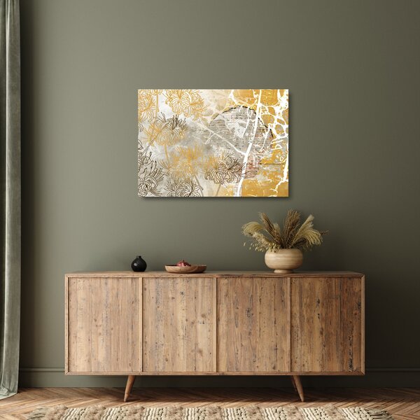 Kép - Vintage fal virágokkal (üvegen) (70x50 cm)
