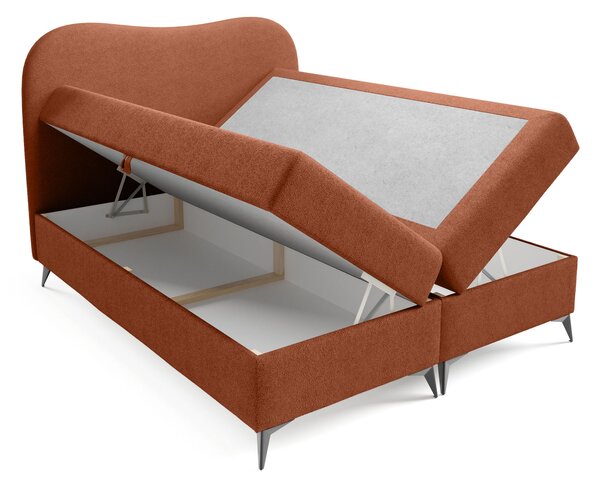 AMBRA kárpitozott boxspring ágy ágyneműtartóval 120x200 - téglavörös