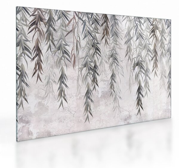 Kép - Fűzfa gallyak szürke vakolatban (üvegen) (70x50 cm)
