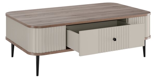 Vesper dohányzóasztal fiókkal 103x60 cm - kasmír / dió / fekete lábak