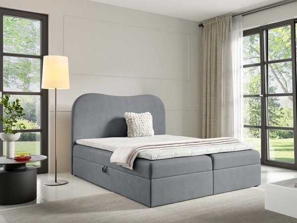 AMBRA LUX kárpitozott boxspring ágy ágyneműtartóval 120x200 - szürke