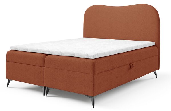 AMBRA kárpitozott boxspring ágy ágyneműtartóval 120x200 - téglavörös