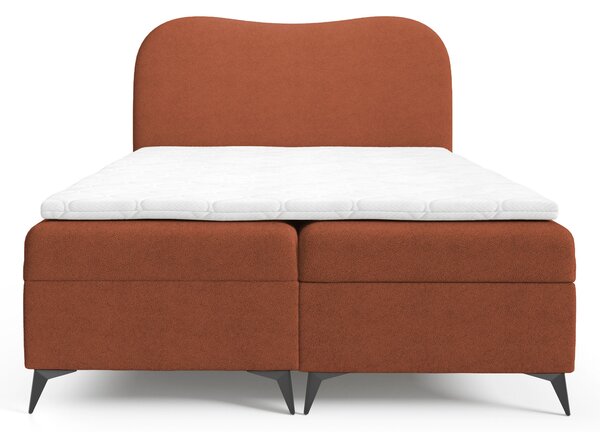 AMBRA kárpitozott boxspring ágy ágyneműtartóval 120x200 - téglavörös