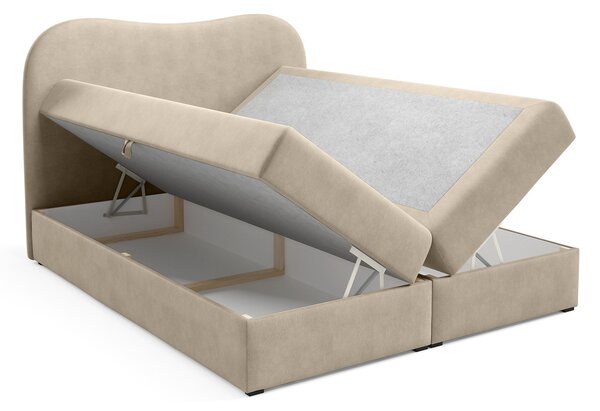 AMBRA LUX kárpitozott boxspring ágy ágyneműtartóval 120x200 - bézs